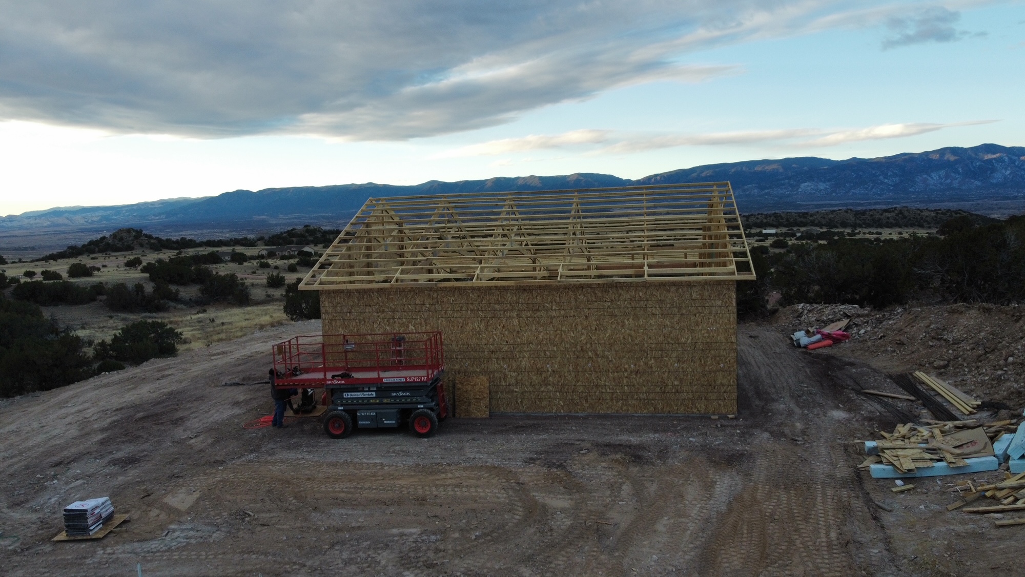 Post frame construction of a suburban building being built by Fat Puppy Construction in Colorado
